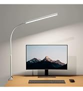 SUPERDANNY Eye-Caring LED Desk Lamp 360° Flexible Gooseneck Work Lamp with Desk Side Clamp Touch ...