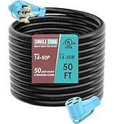 CircleCord UL Listed 50 Amp 50 Feet RV/EV Extension Cord, Heavy Duty 6/3+8/1 Gauge STW Wire, NEMA...
