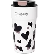 ChugJug 16 oz Cow Print Travel Coffee Mug with Ceramic Coating, Leak-Proof Insulated Coffee Tumbl...