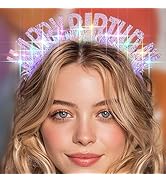 Uranian Light Up Birthday Headband LED Pink Happy Birthday Crown Glitter Glow Birthdays Hair Acce...