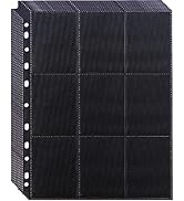 20 Pack 360 Pockets Black Trading Card Sleeves Binder Sheets, Double Sided Thicken Game Card Slee...