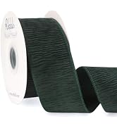 Ribbli Dark Green Crinkled Velvet Wired Ribbon 2.5 Inch Velvet Christmas Ribbon for Gift Wrapping...