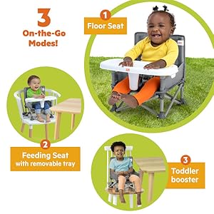 Bright Starts Pop 'N Sit Portable Booster, Grey