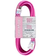 GREATIDE 15 Ft Lighted Outdoor Extension Cord - 12/3 SJTW Heavy Duty Extension Cable with 3 Prong...