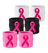 Suddora Pink Ribbon Wristbands - Breast Cancer Awareness Sweatband Pairs