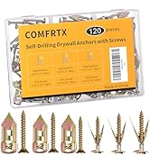 ComfrtX 3 Sizes Self Drilling Drywall Anchors with Screws Kit – 120PCS Heavy Duty Metal Expansion...