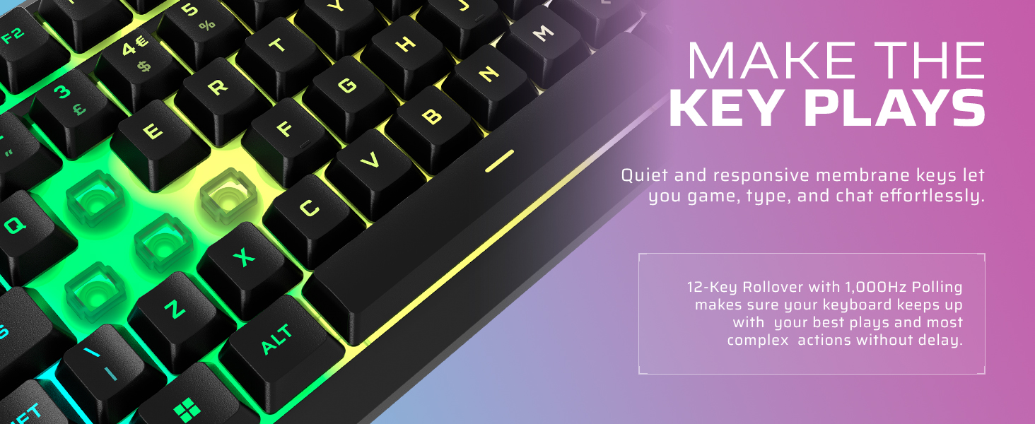 gaming keyboard, rgb keyboard, silent keyboard, membrane keyboard