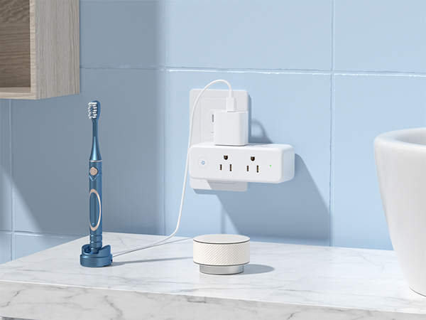 360 rotating multiple plug outlet for bathroom