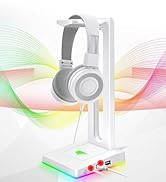 Havit RGB Headphones Stand with 3.5mm AUX and 2 USB Ports, Headphone Holder for Gamers Gaming PC ...