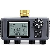 Insoma Water Timer with Brass Inlet, 4 Independent Zones Outdoor Hose Timer for Garden Faucet wit...