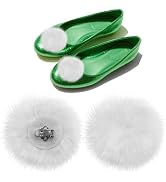 Pom Pom Shoe Clips for Fairy Green Shoes – Costume Accessories for Women, Fluffy Pompoms for Hall...