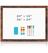 DOLLAR BOSS Magnetic Whiteboard for Wall 24" x 18" Vintage Wood Framed White Board Decorative Dry...