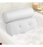 LuxStep Bath Pillow Bathtub Pillow with 6 Non-Slip Suction Cups,15x14 Inch, Extra Thick and Soft ...