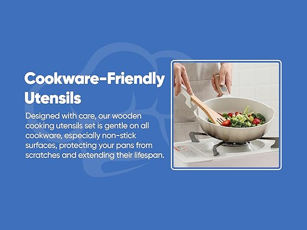 Wooden Cooking Utensils Set White 