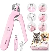 2-in-1 Dog Nail Clippers &amp; Grinder with LED Light, Quiet Electric Rechargeable Cat Nail Trimmer w...