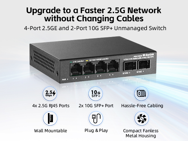 4-Port 2.5G Ethernet Switch with 2-Port 10G SFP+