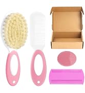 Baby Hair Brush and Comb Set, 4Pcs Baby Soft Bristles Brush Cradle Cap Brush Hair Comb for Newbor...