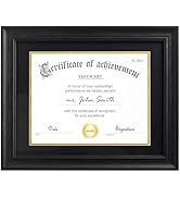 Yaetm 8.5x11 Diploma Frame | Certificate Frame with HD Tempered Glass, Display 8.5 x 11 with Blac...
