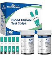 Blood Glucose Test Strips for Diabetes: for Use with Easy@Home Blood Sugar Monitor - Self Glucose...