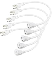 SPARKING 1 Foot Short Extension Cord - 12in White AC Mini Indoor 3 Prong Extension Cord,Single Ou...