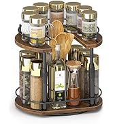 Lazy Susan Spice Rack Organizer With Adjustable Height, 2-Tiers Rotating Countertop Seasoning Org...