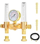 BOGERDACK Dual Output Argon Regulator, Flow Meter 0-60CFH, With 9.8 Feet Hose, CGA580 Inlet Conne...