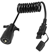 5ft 7 Way Round to 4 Way Pin Flat Trailer Connector Adapter Coiled Wiring Cable, Trailer Wiring A...