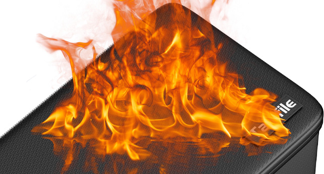 Text reads 'Image 7'. Device engulfed in intense orange flames, showing progressive stages of fire damage or testing.