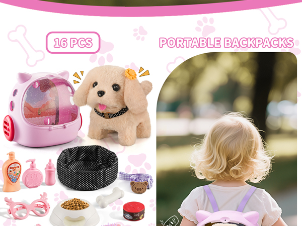 16 PCS Pretend Playset Dog Toys