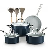 Cook N Home Pots and Pans Set Non Stick, 10-Piece Hard Anodized Nonstick Ceramic Cookware Set, In...