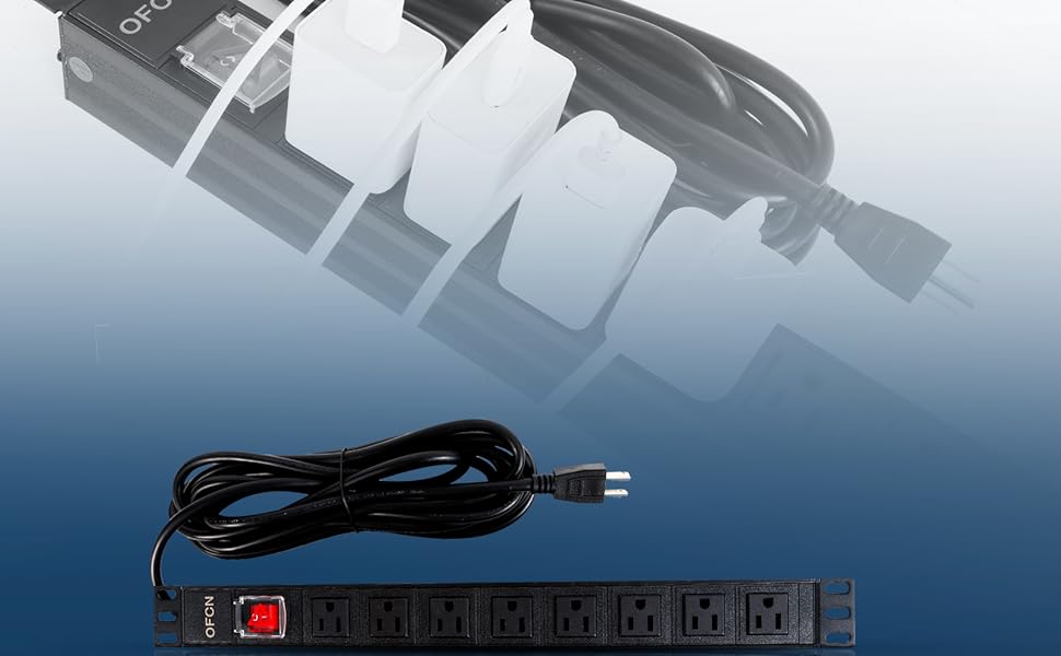 B09W8FGZZP 19" 1U Rack Mount PDU Power Strips 