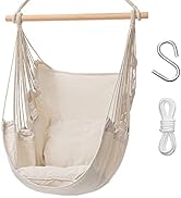 Garpans Hammock Chair with 2 Cushions Hanging Rope Swing Hammock Swing Chair Hanging Swing Chair ...