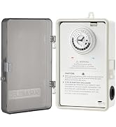 SURAIELEC Pool Timer, 24-Hour Cycle Mechanical Timer Switch, 40 AMP, 2HP, 120, 240, 277 VAC, Outd...