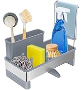 Kitchen Sink Caddy,Sponge Holder for Kitchen Sink with Dish Brush Holder, Auto Drain Tray, Sponge...