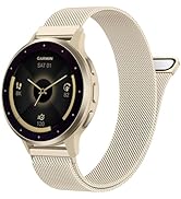 18mm 20mm Metal Band Compatible for Garmin Vivoactive 5/6/4S/3 Watch Bands, Soft Stainless Steel ...