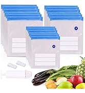 NexlevVac 21 Pcs 3Size Sous Vide Bags Vacuum Zipper Sealer Bag for Food, Reusable Vacuum Seal Bag...