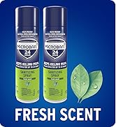 MICROBAN Sanitizing Spray, 15 oz., 2 Pack, Fresh Scent, Penetrates Soap Scum, Greasy Soils and Re...