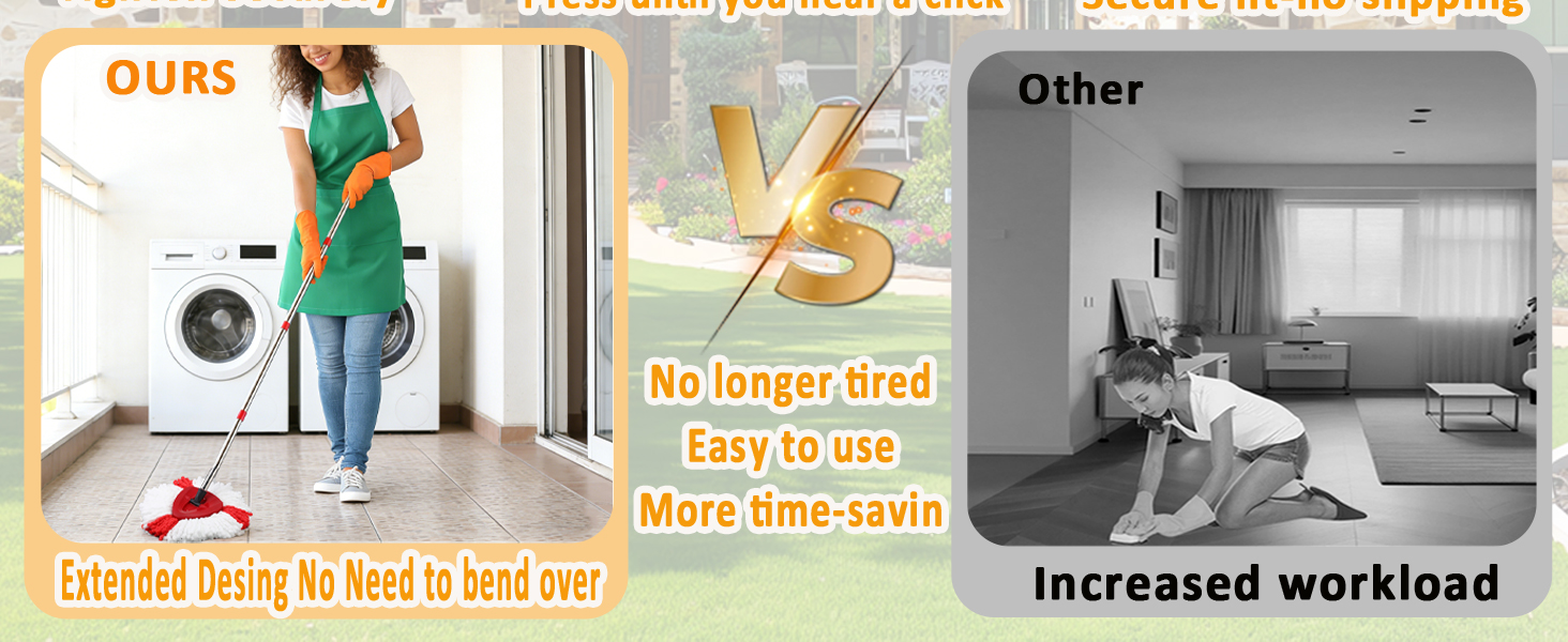 2 Spin Mop Head Replacement, 1 Base, 1 Mop Handle Mops Set for OCedar EasyWring Microfiber Mops