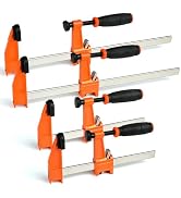 Yiad Clamp Set for Woodworking, 12 Inch 2PCS + 6 Inch 2PCS F Style Bar Clamps, Heavy Duty Wood Cl...