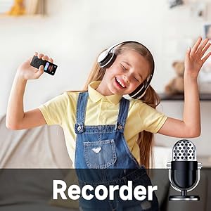 Mini Kids MP3 Player Bluetooth Music Player with Built-in Speaker FM Radio Resume Playback Bookmarks