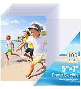 100-Pack Sheet Protectors, Clear Top Loading Photo Sleeves, No Holes Photo Protectors, Acid-Free ...
