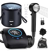 Spopal Portable Shower for Camping, [Upgraded] 8000mAh Rechargeable Camping Shower with 5 Adjusta...