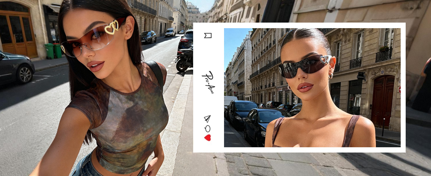 Pro Acme Wrap Around Rimless Sunglasses Women Men