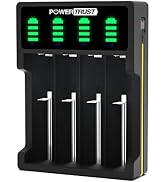 PowerTrust LED 4-Slots Universal Battery Charger for 18650 26650 22650 21700 20700 18500 18350 17...