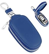 SSNNUU Stylish PU Leather Car Key Fob Protector with Zipper &amp; Keychain,Universal Car Key Case Car...
