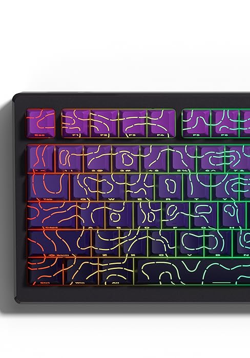 Double Shot PBT keycaps Set purple Topographic Shine Through keycaps Cherry Profile Key caps