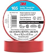 3M Temflex Multi-Purpose Vinyl Electrical Tape 165, Red, 3/4 in x 60 ft (19 mm x 18 m), 10 Roll Pack