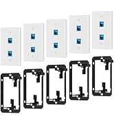Iwillink (5-Pack) Ethernet Wall Plate, 2-Port Keystone Wall Plate with RJ45 Keystone and Low Volt...