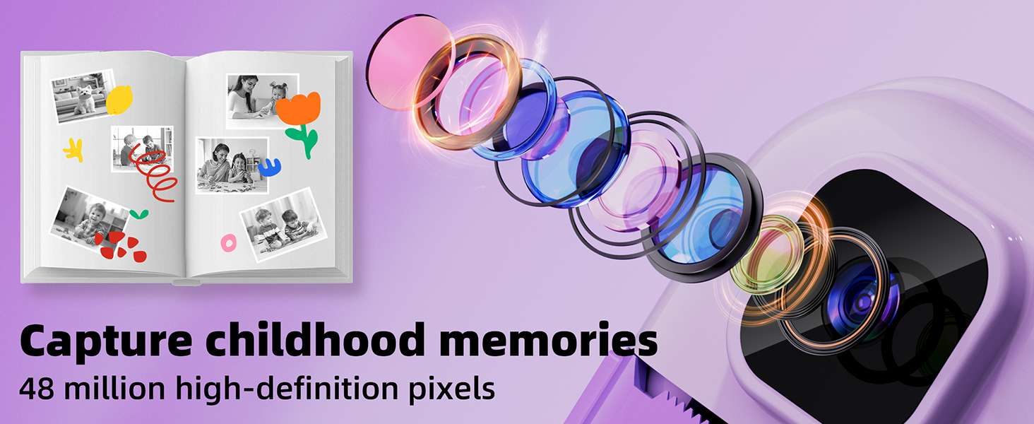 Kids Camera Instant Print for Boys and Girls, Christmas Birthday Gifts Toys for Toddler