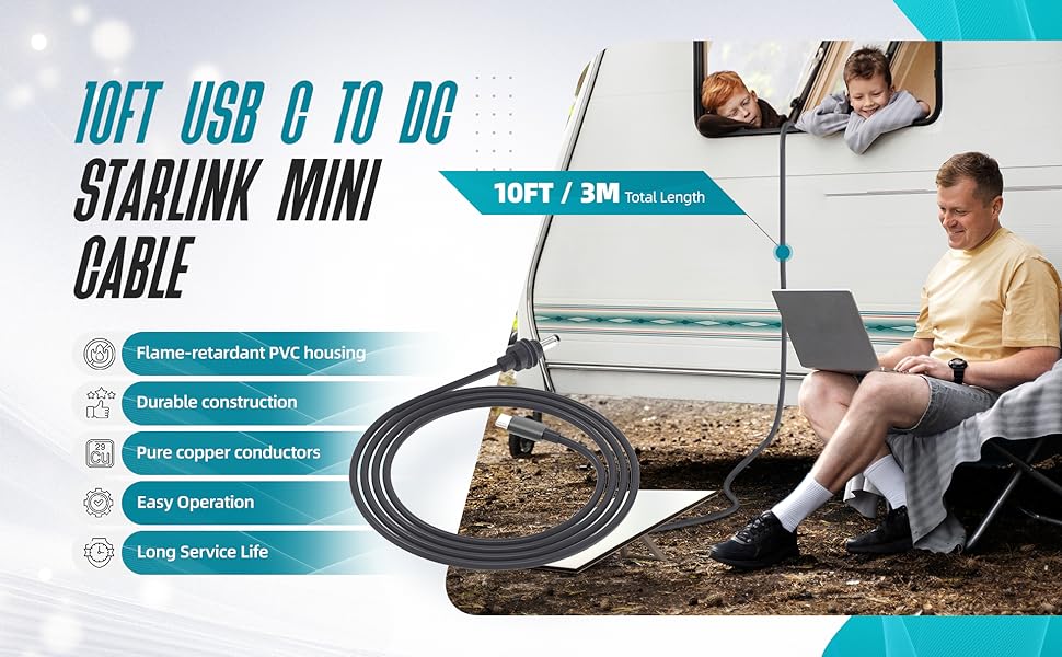 Starlink Mini USB-C to DC Power Cable